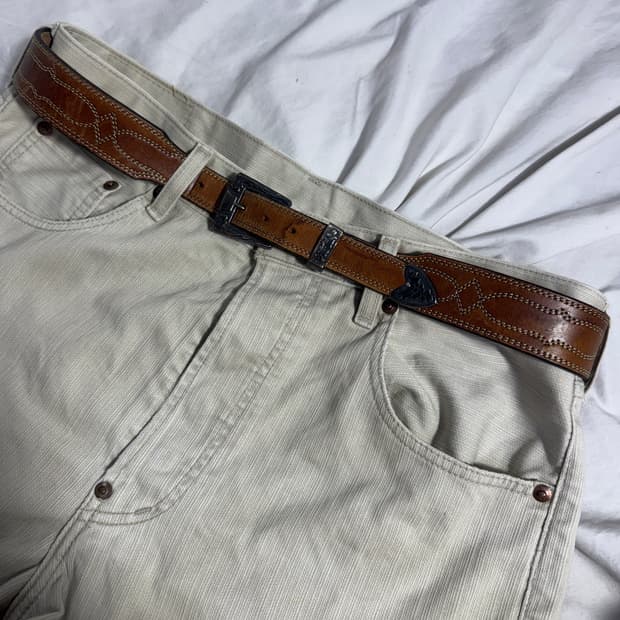 빈티지 웨스턴 스티치 레더 벨트