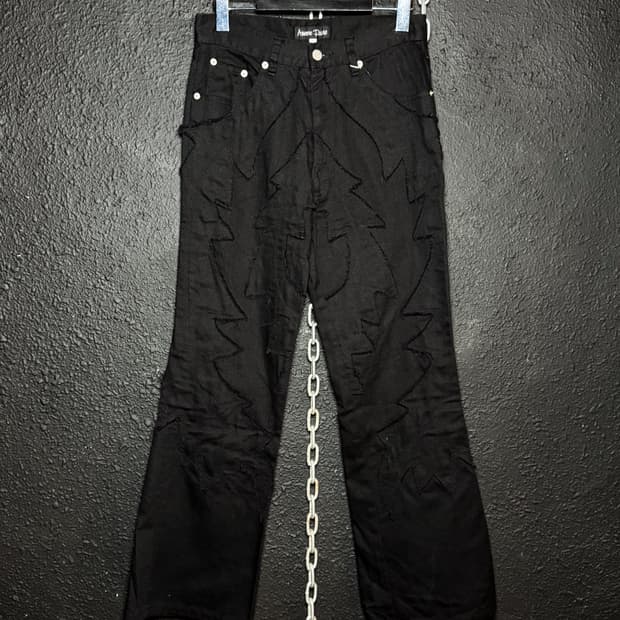 Black Stitch Pattern Denim Pants