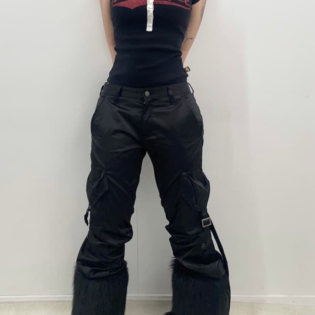 satin cargo strap pants