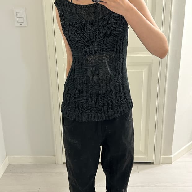 Charcoal Sleeveless Knit Top / 빈티지 나시