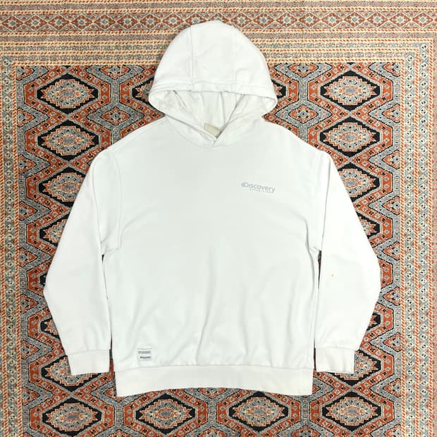 디스커버리 화이트 후드티셔츠 여성100
