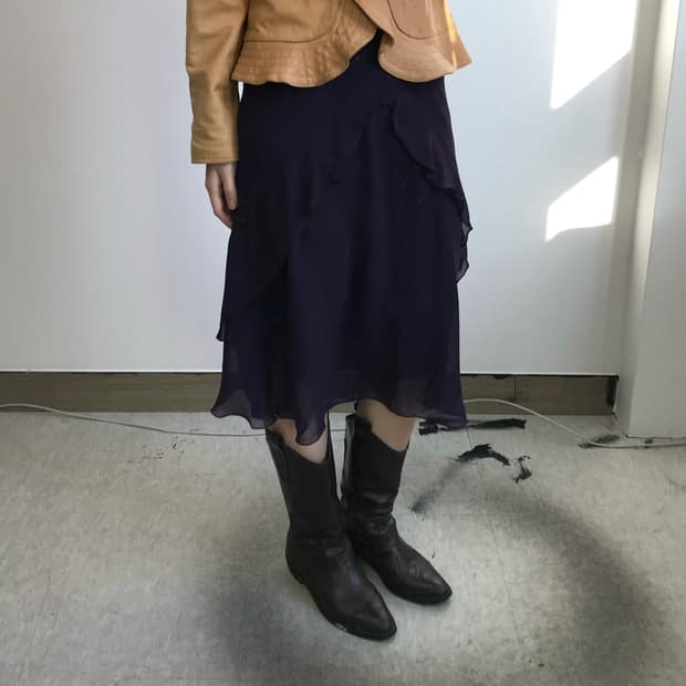 빈티지 퍼플 드레이프 스커트