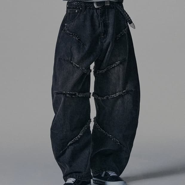 낫포너드 컷오프 커브드 데님팬츠