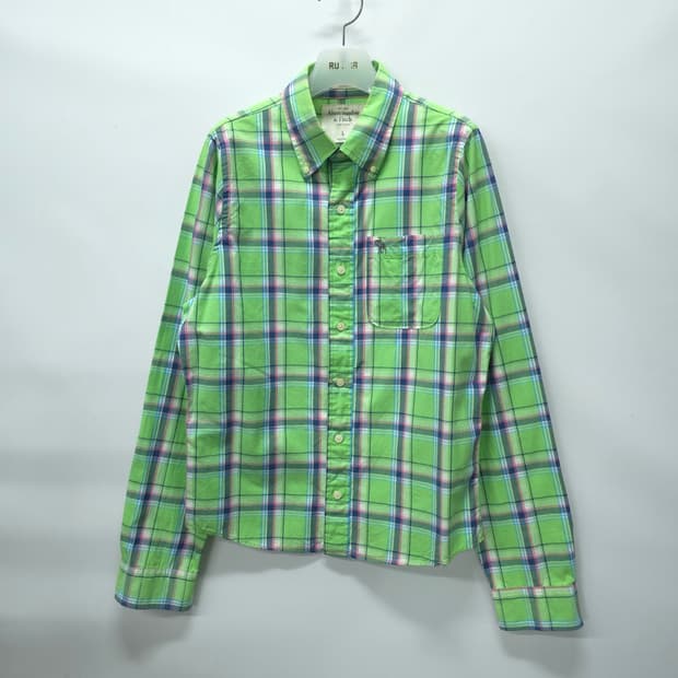 아베크롬비 네온 그린체크 셔츠 ( 95~100 )