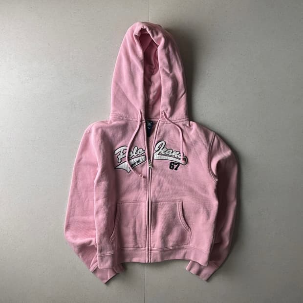 폴로 핑크 후드집업