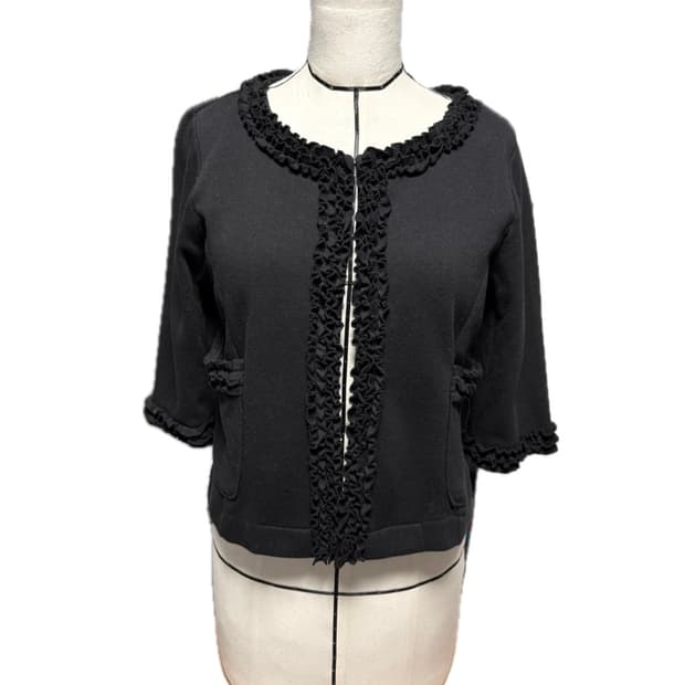 레이스 프릴 포켓 7부 가디건