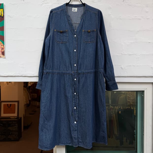 Lee 리 스냅 버튼 데님 청 원피스 M