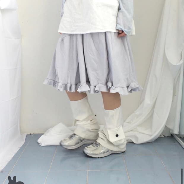 너의빈 플레어 코튼 절개 스커트 치마 소라색 피에브레