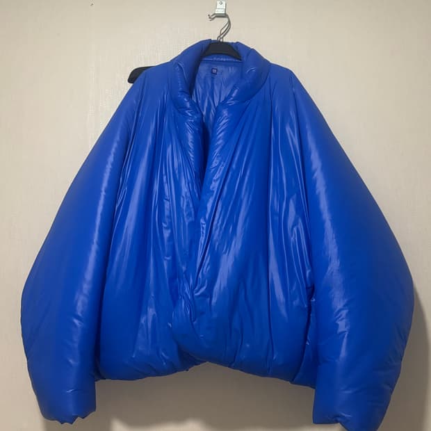 이지 갭 라운드 패딩 블루 L