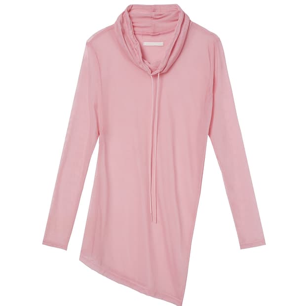 오픈와이와이 터틀넥 메쉬 탑 핑크