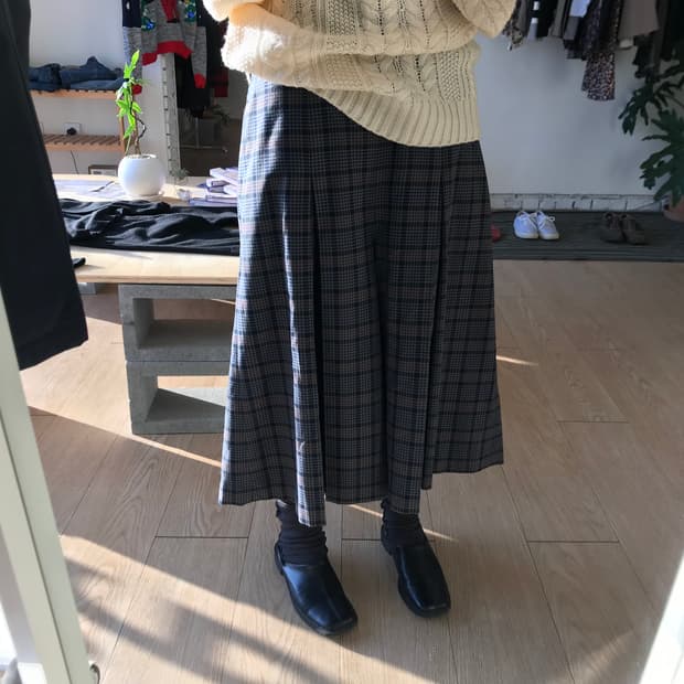 vintage check skirt pants 