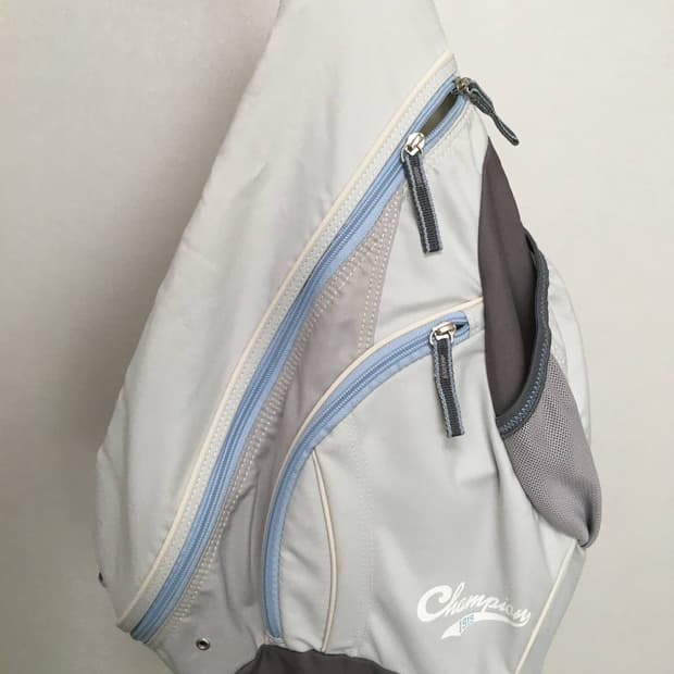 일본빈티지 챔피온 뮤트 소라그레이 블루 슬링백 크로스백 백팩