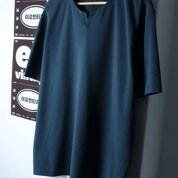 (2XL) 탑텐 반팔 티셔츠 빅사이즈 브이넥 블루-H32410