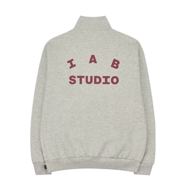 아이앱 스튜디오 하프 집업 오트밀 버건디 XL