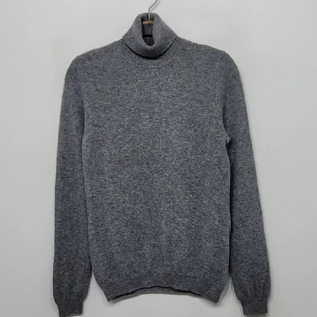 (S) 목폴라 캐시미어 니트 그레이 터틀넥 스웨터 무지 