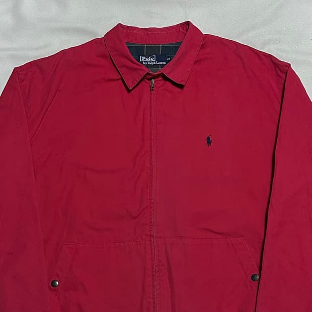 105 폴로랄프로렌 레드 코튼 스윙톱 해링턴 자켓