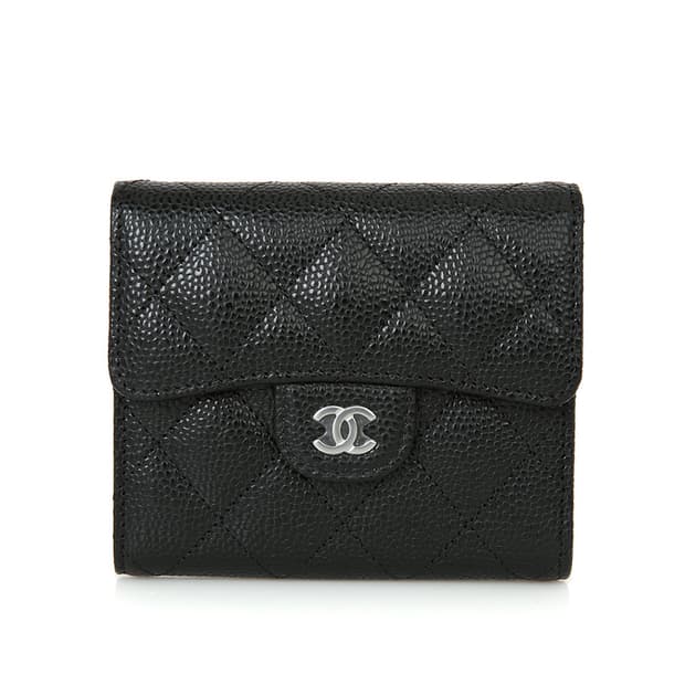 샤넬 클래식 캐비어 지갑 CC로고 퀼팅 지갑 블랙 AP0231