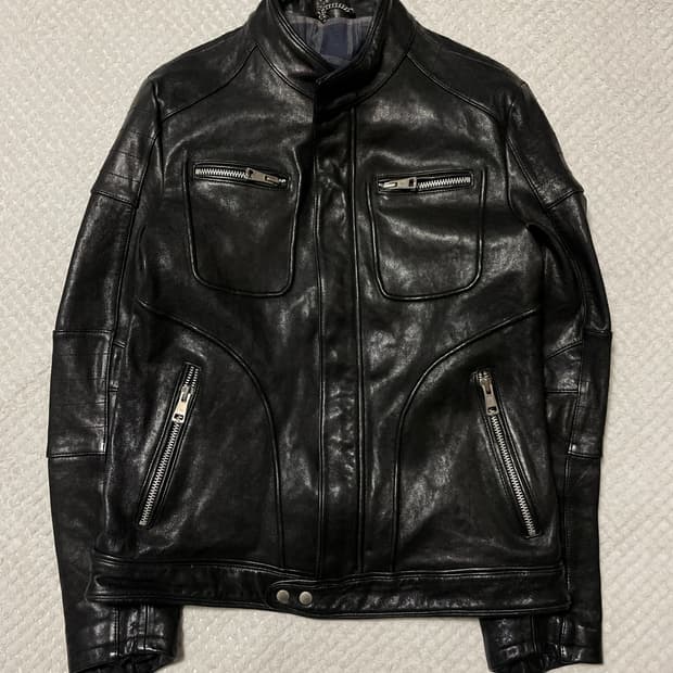 광희시장 웨스턴 무드 램스킨 양가죽 바이커 레더 자켓
