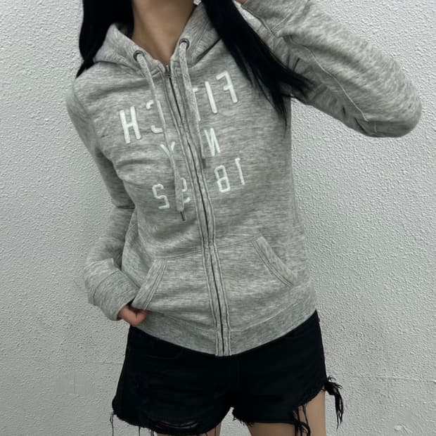 아베크롬비 센터로고 그레이 후드집업 S