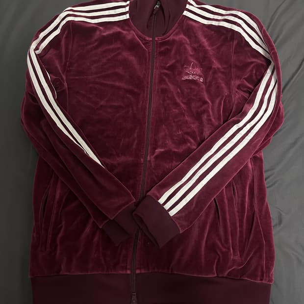 (희귀) 아디다스 벨루어 벨벳 져지 버건디 L