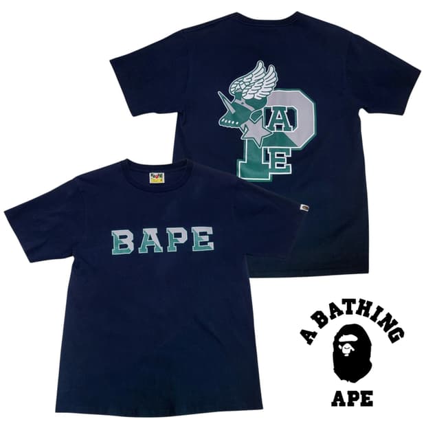 (M) 니고 베이프 BAPE NIGO Made in Japan 컬리지반팔