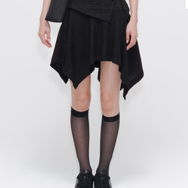 미세키서울 언발란스 플로우 미니스커트 블랙 1