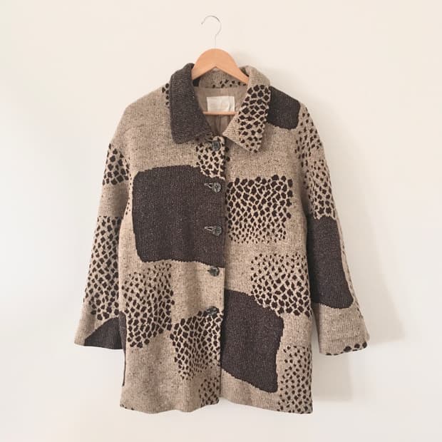 Animal pattern wool knit jacket
