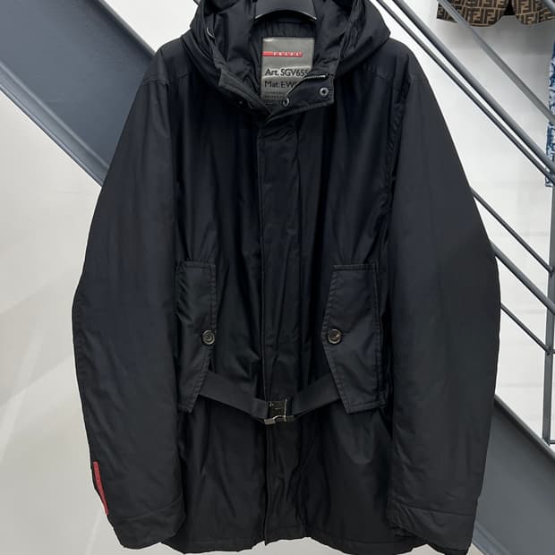 프라다 스포츠 00s 벨티드 나일론 후드점퍼