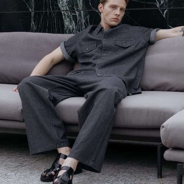 데꼬로소 쿨 플로우 데님 반팔 셔츠 팬츠 셋업 새상품