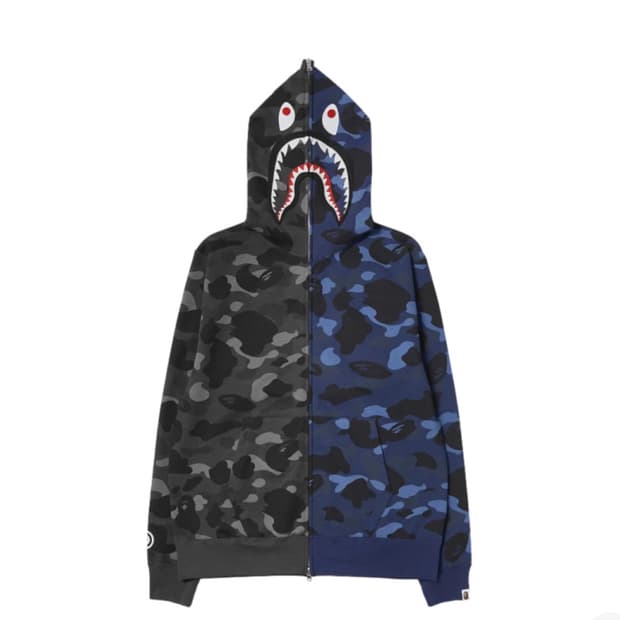 베이프 흑계 남계 반반 후드집업 흑계, 남계