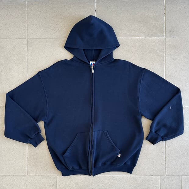 90s 빈티지 러셀 후드집업 네이비 L