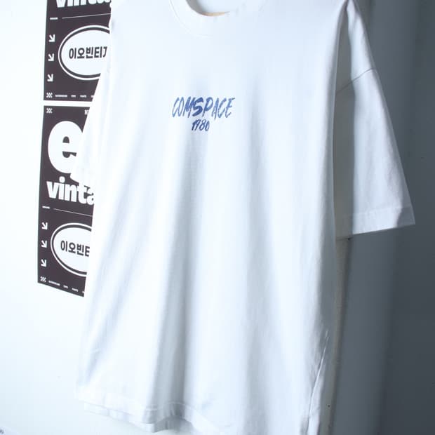 (L-XL) 컴스페이스1980 반팔 티셔츠 백프린팅 화이트-H32314