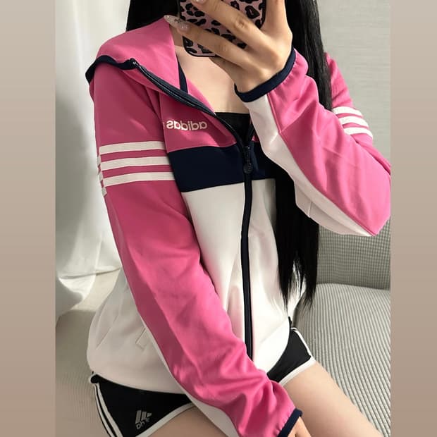 ADIDAS NEO 빈티지 후드 트레이닝 자켓 / Women M