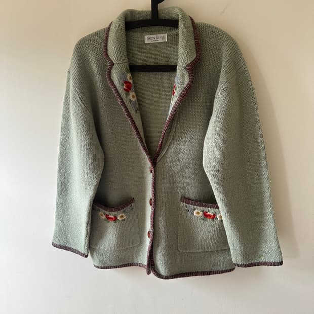 빈티지 꽃무늬 니트 자켓