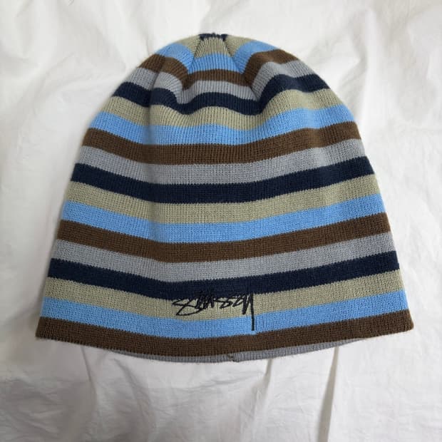 스투시 스컬캡 스무스 스탁 스트라이프 블루