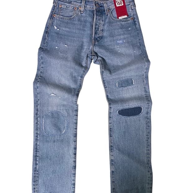 (새상품) 리바이스 501 150주년 기념 에디션 패치워크 데님 팬츠W2