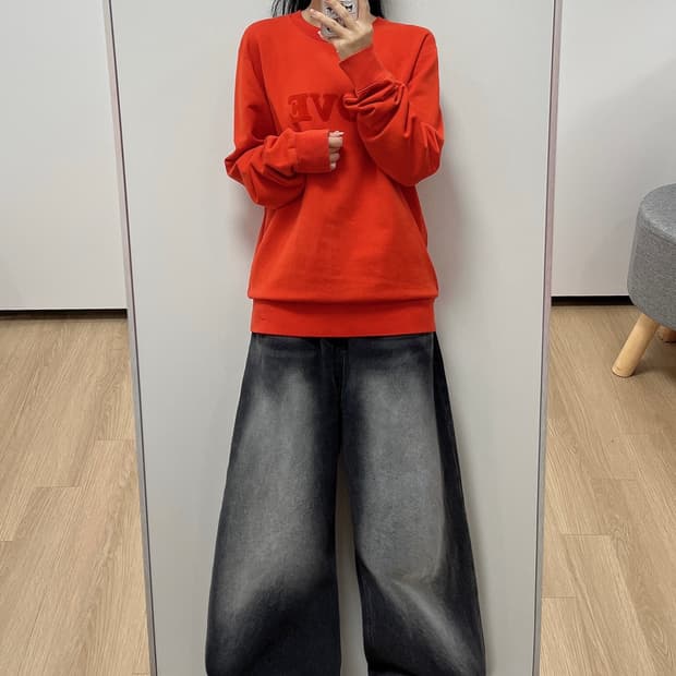 산드로 러브 크루 풀오버 오렌지 맨투맨