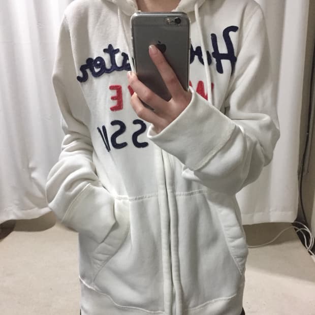 홀리스터 화이트 후드집업