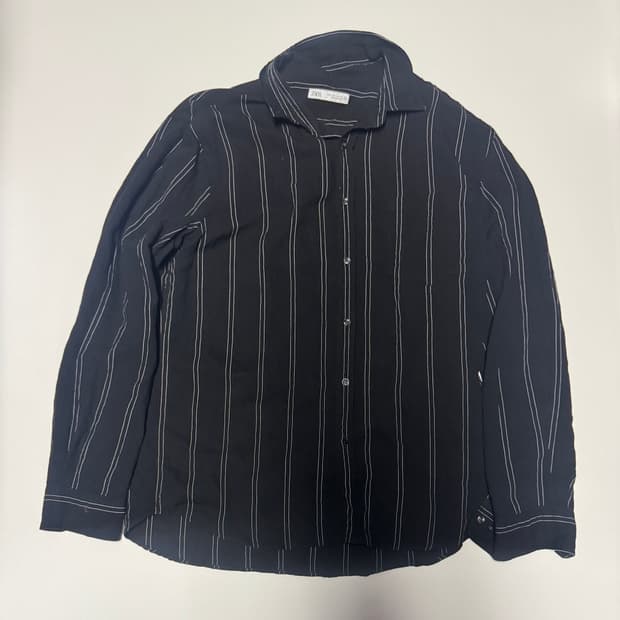 자라 ZARA 비스코스 스트라이프 빈티지 긴팔 셔츠 L ~ XL 블랙