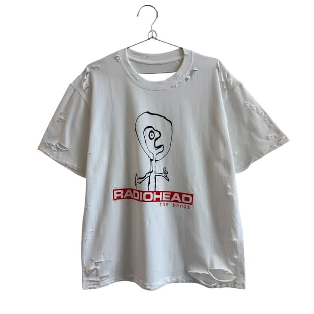 빈티지 라디오헤드 디스트로이드 데미지 반팔 티셔츠 