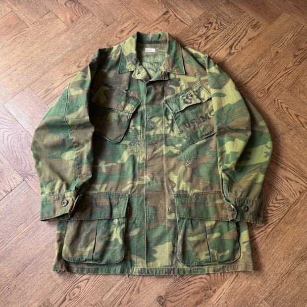 [S]60's 오리지널 USMC 미 해병대 카모 정글 퍼티그 자켓