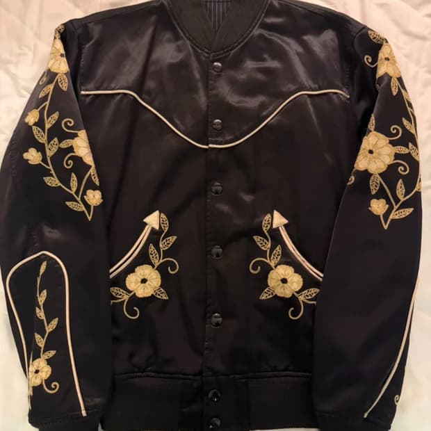 더블알엘 1세대 사틴 자수자켓 L