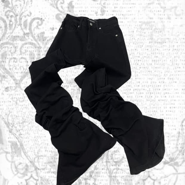 rick owens type stacked denim pants 