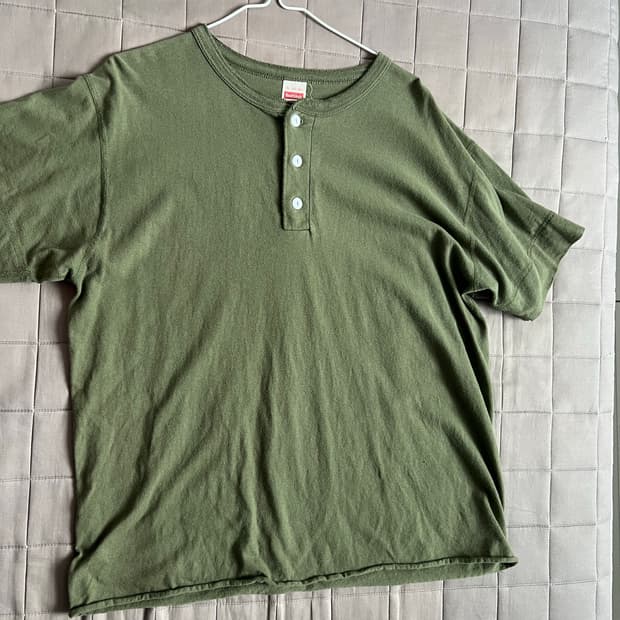 헬스니트 티셔츠 카키 헨리넥  xl