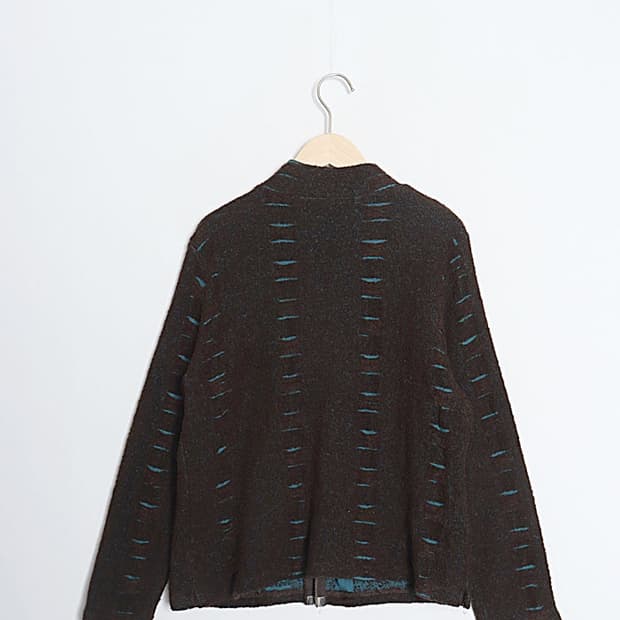 PORT-BLAIR Cutting Knit Zip Cardigan