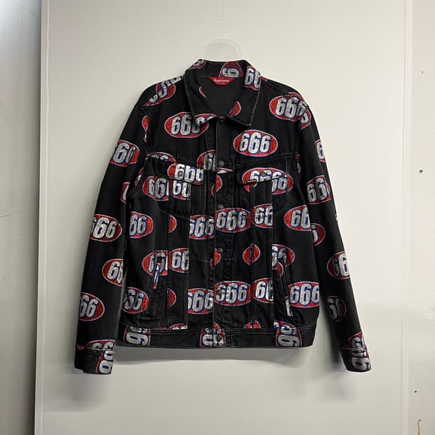 17SS 슈프림 666 데님 트러커 자켓