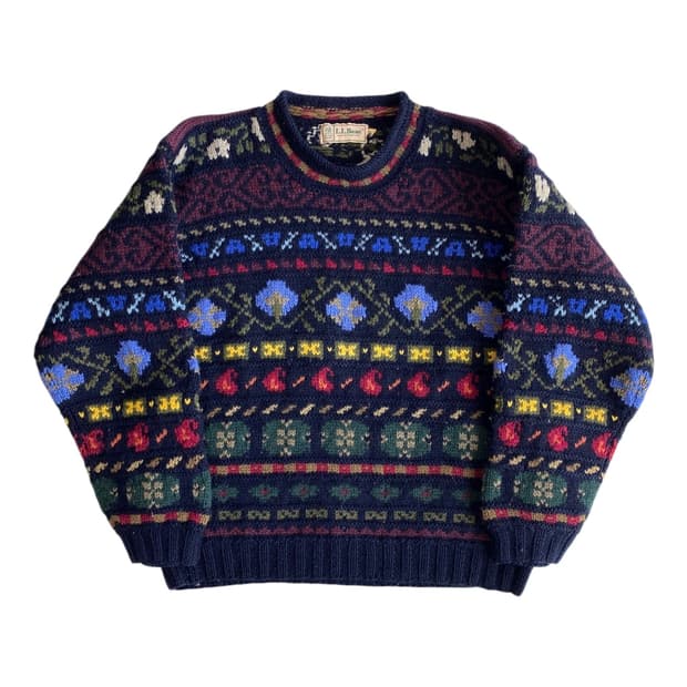 80's 엘엘빈 페어아일 롤넥 스웨터 