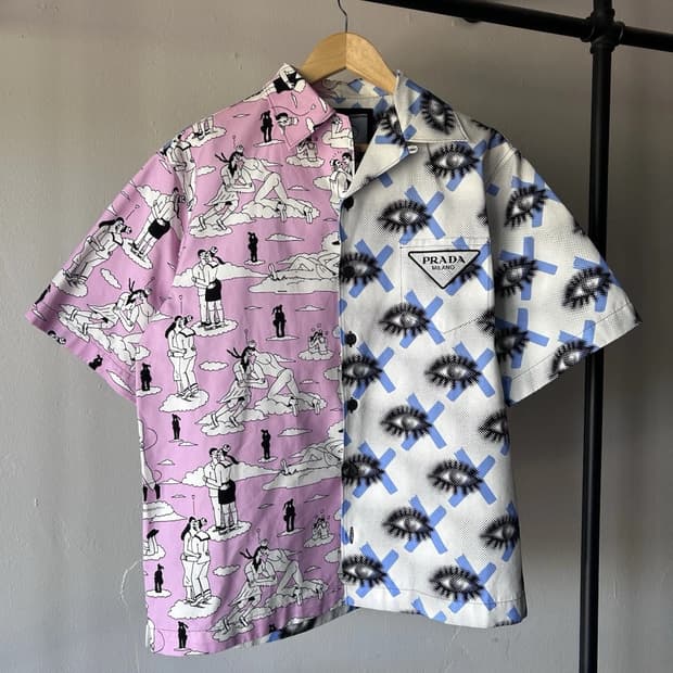 FW18 프라다 더블 매치 볼링 셔츠 S