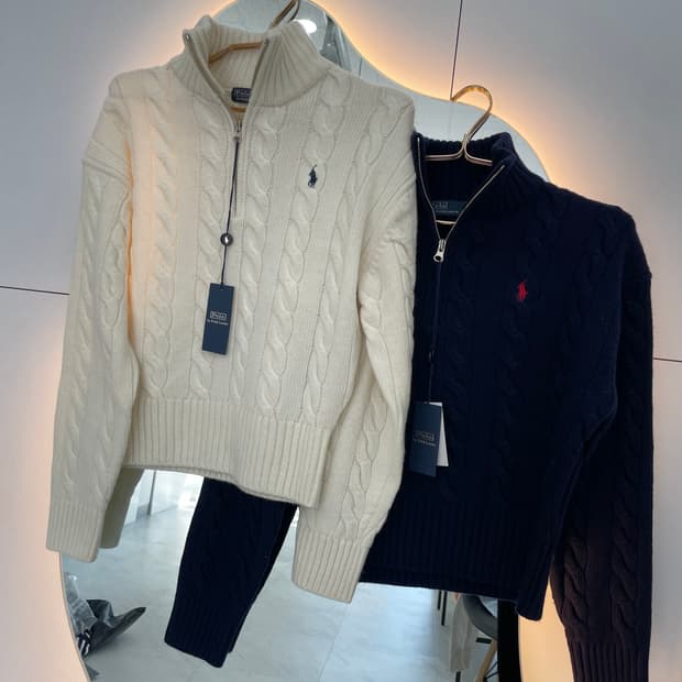 [새상품] 폴로 쿼터 여자 꽈배기 반집업