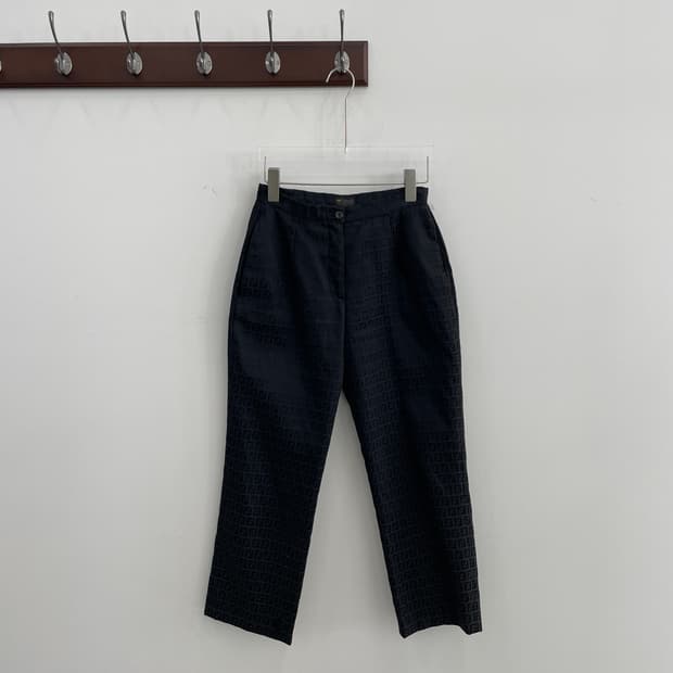 W 펜디 FF 로고 패턴 블랙 코튼 팬츠